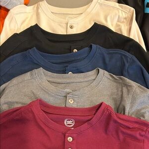 Five (5) Wonder Nation Boy’s Henley Shirt Set in Assorted Colors Boys Size XL